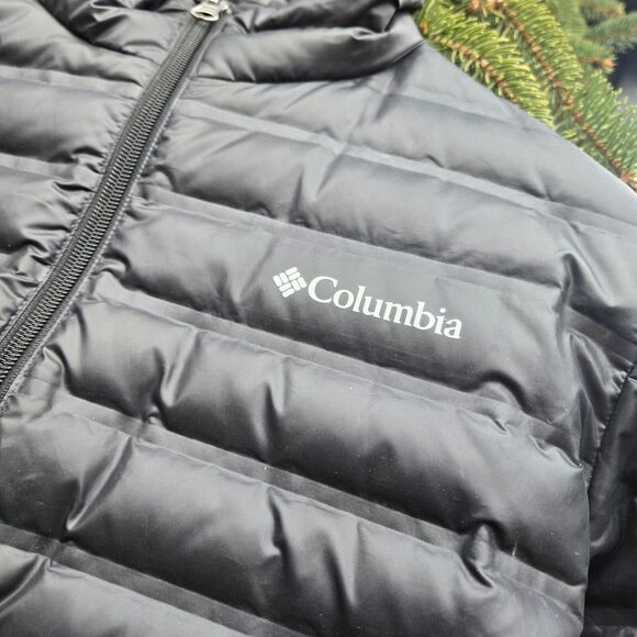 COLUMBIA Mens Black Lightweight Cold Weather Duck Feather Down Jacket Size XL C2 - Picture 5 of 7